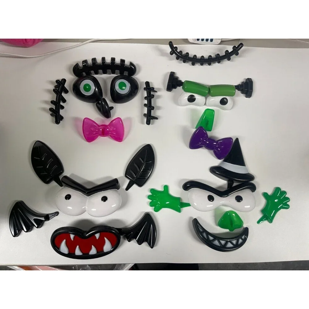 Pumpkin Decorating Kit 4 Designs Includes Frankenstein, Bat, Witch, & Pink Bow S